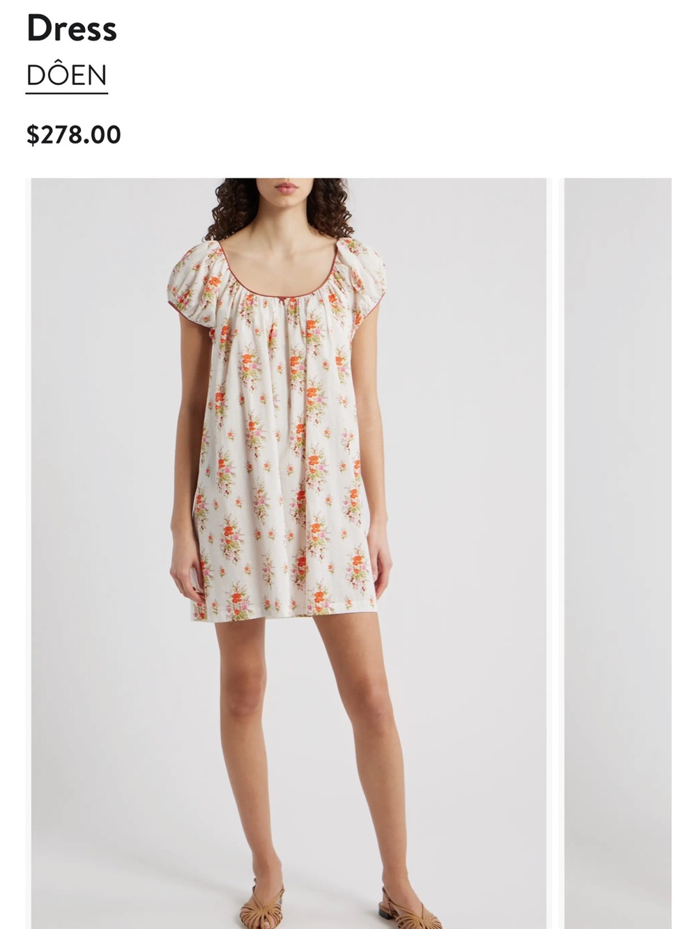 DOEN Cream Mini Dress with Orange & Pink Floral Print